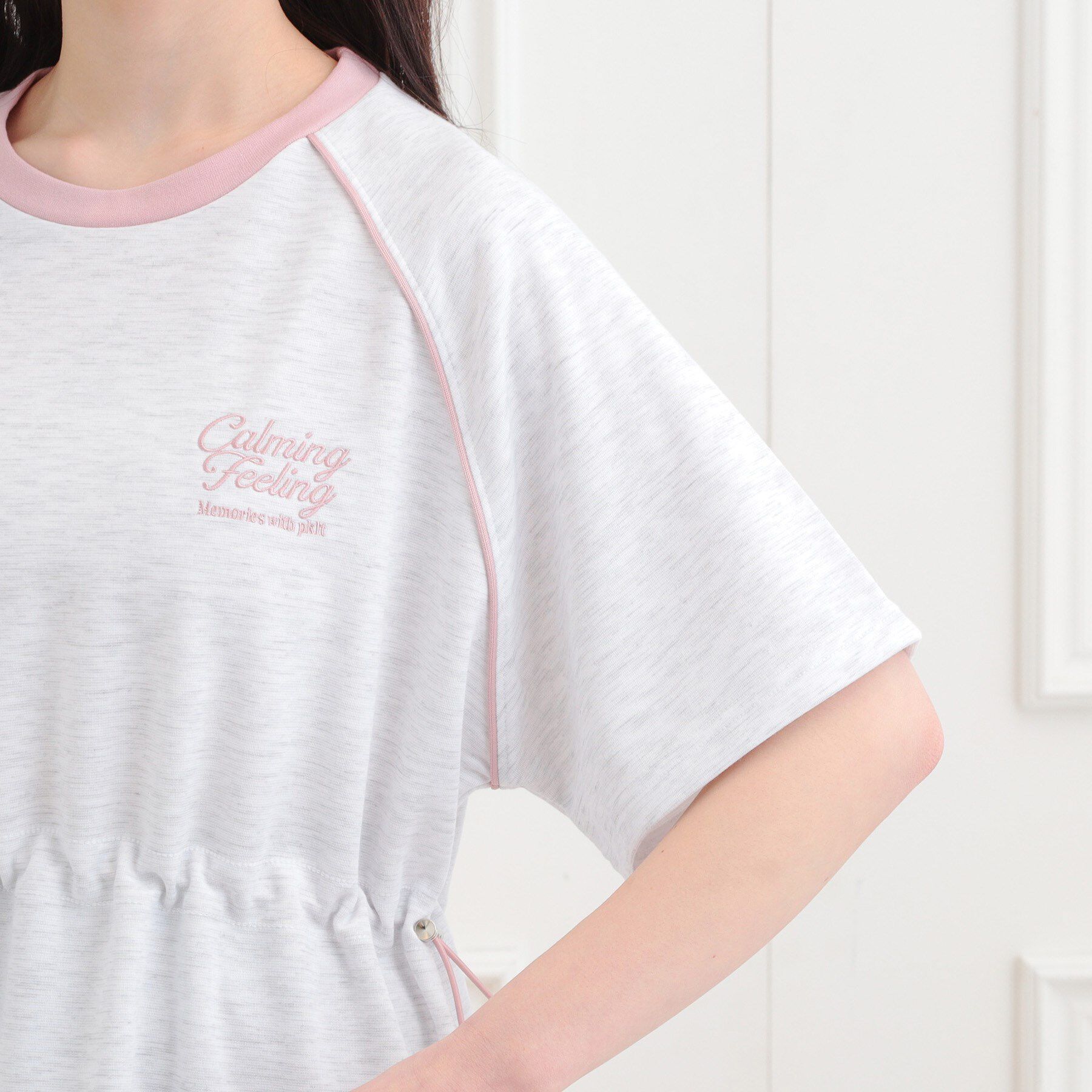 PINK-latte「パイピングドロストTシャツワンピース」|ワンピース|