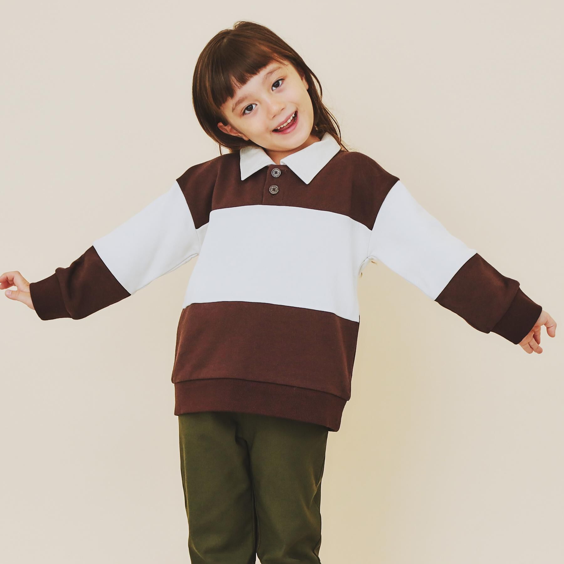 THE SHOP TK「【110-160】バイカラーラガー裏毛プルオーバー」|Tシャツ・カットソー|