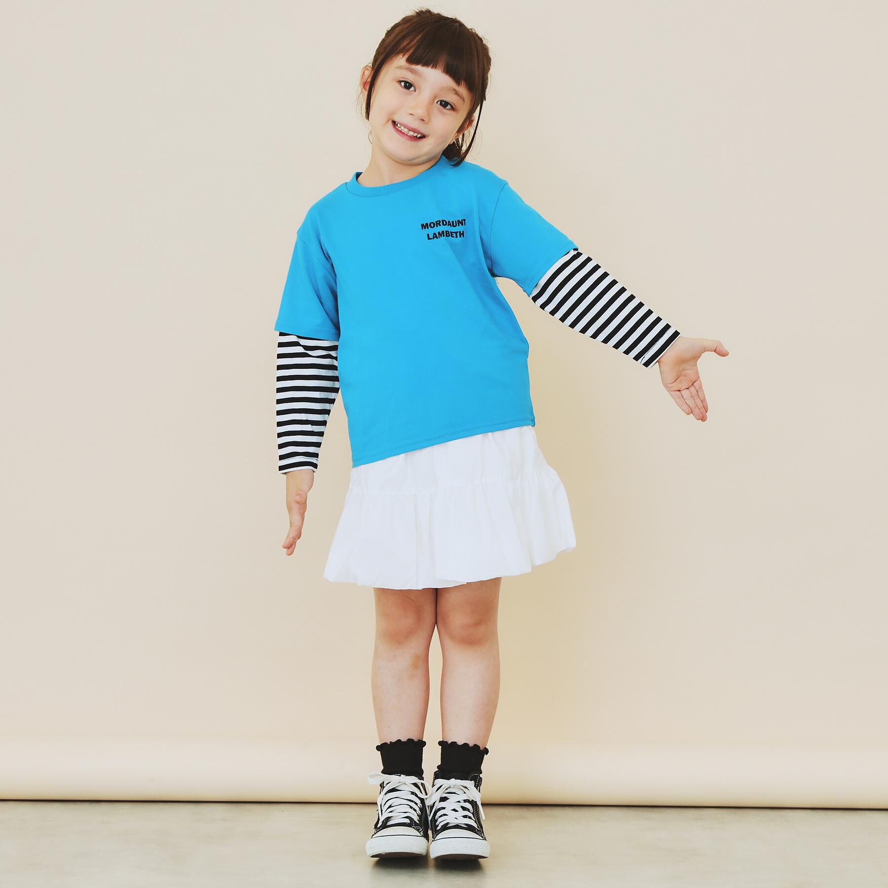 THE SHOP TK「【110－160】レイヤード風デニムアップリケロンTee」|Tシャツ・カットソー|