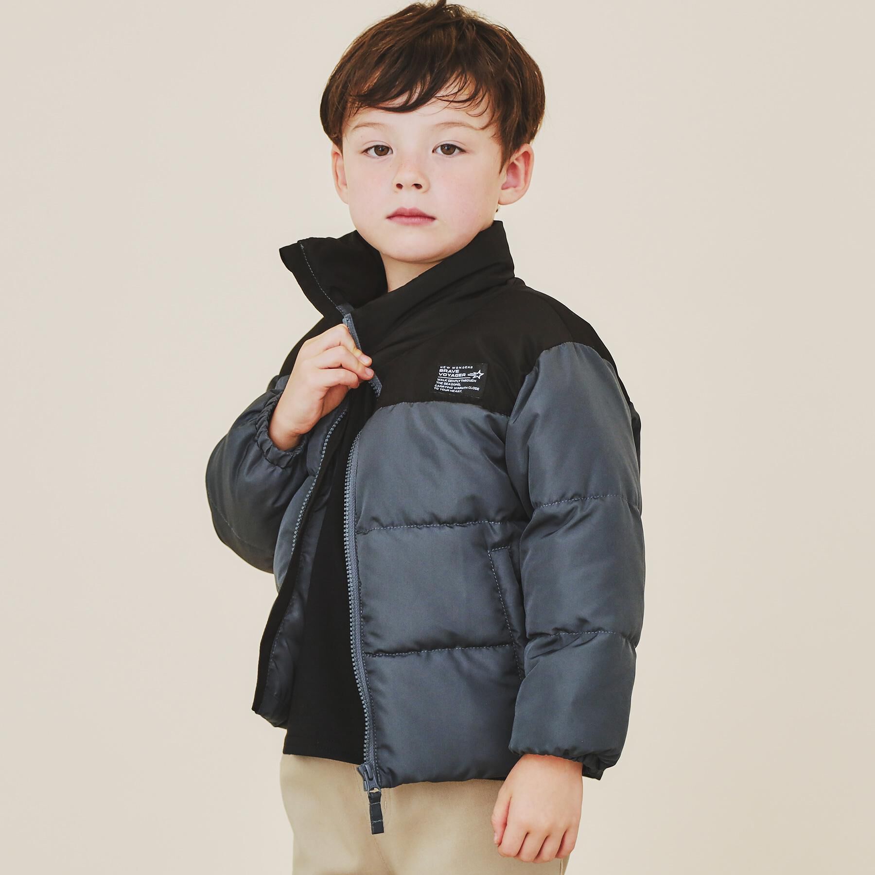 THE SHOP TK「【110-160】スタンドネック中綿ブルゾン」|ブルゾン・スタジャン|チャコールグレー(0