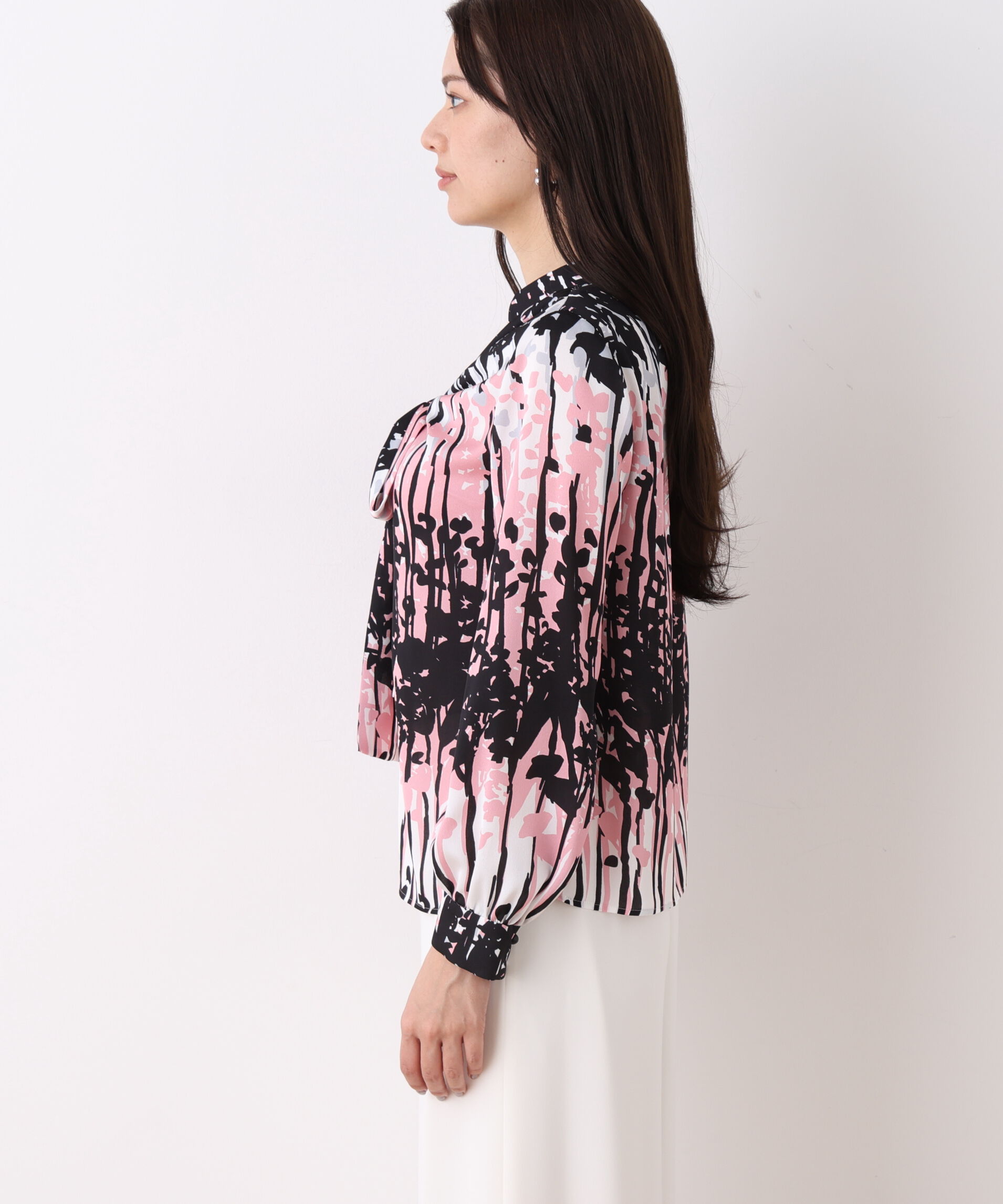  「インクフォレストプリントリボンブラウス」|シャツ・ブラウス|