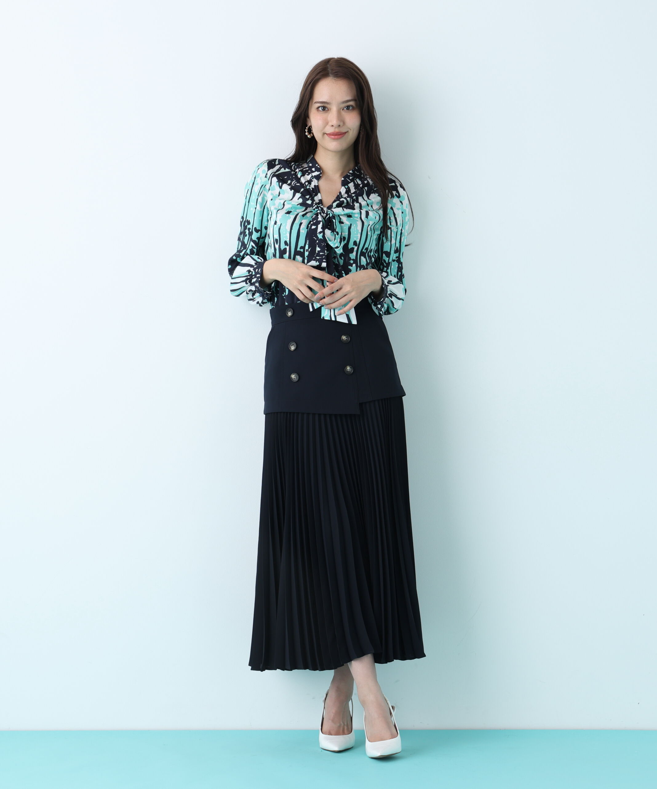  「インクフォレストプリントリボンブラウス」|シャツ・ブラウス|