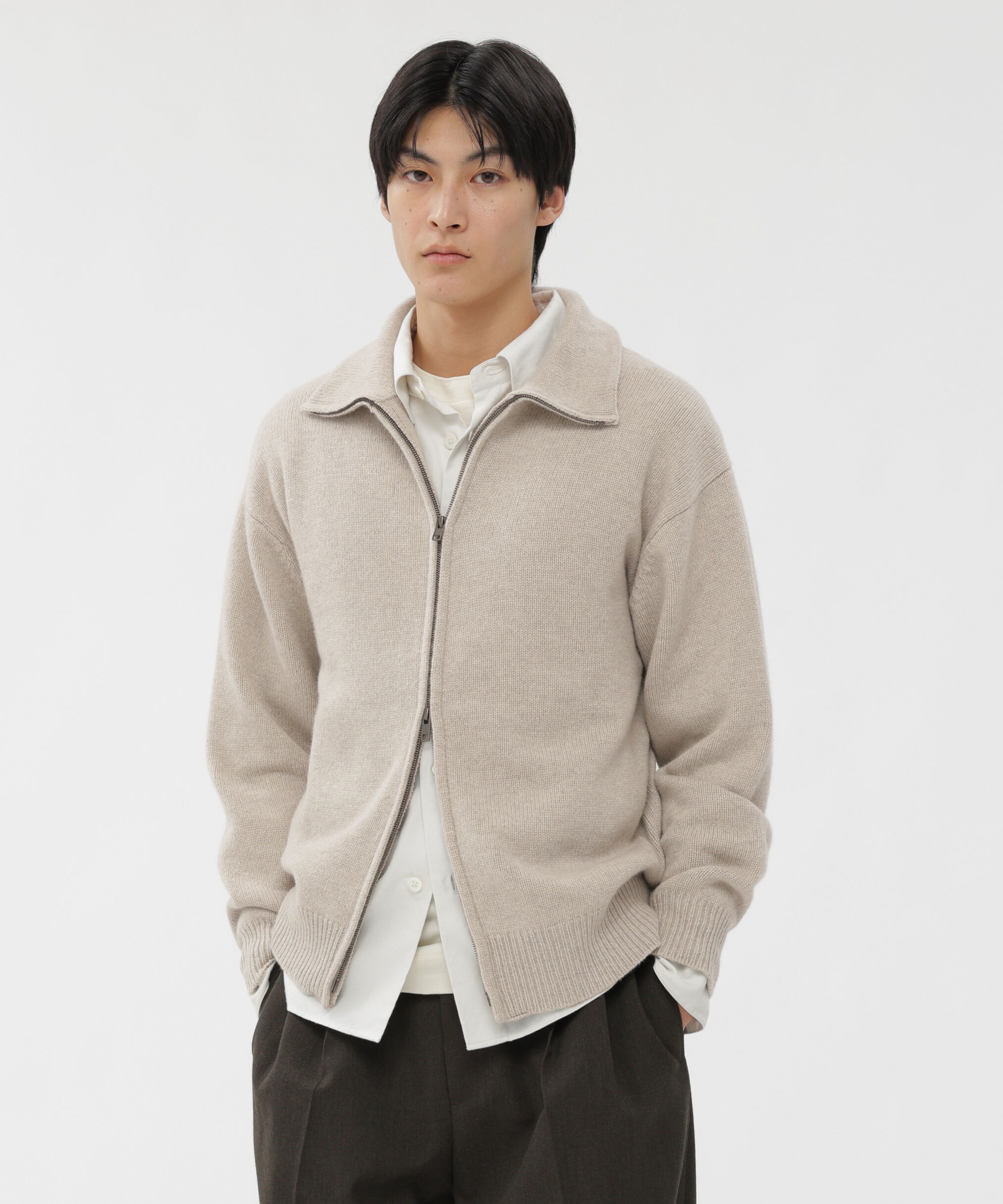 MARGARET HOWELL「WOOL CASHMERE SILK KNITWEAR」|ニット・セーター|LIGHT BEIGE1