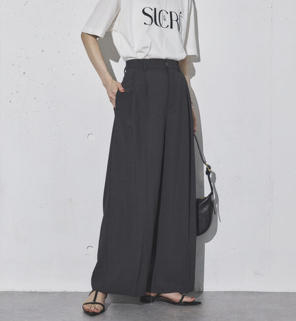 Doux archives「リネンライク２タックワイドパンツ」|チノ|