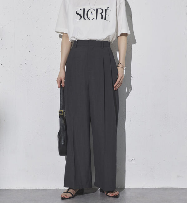 Doux archives「リネンライク２タックワイドパンツ」|チノ|