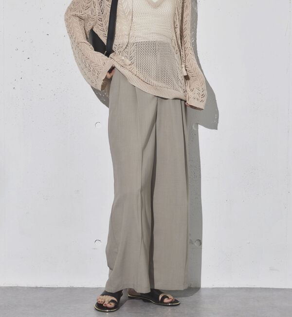 Doux archives「リネンライク２タックワイドパンツ」|チノ|GREIGE