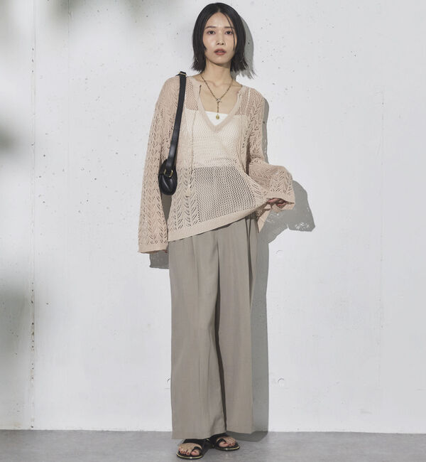 Doux archives「リネンライク２タックワイドパンツ」|チノ|