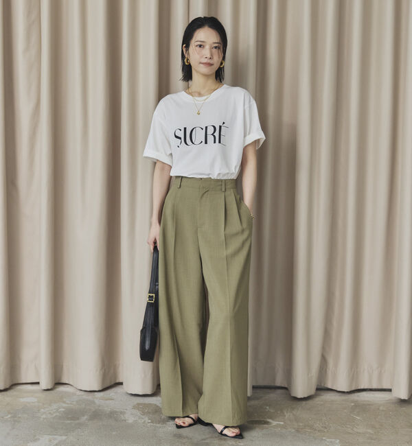 Doux archives「リネンライク２タックワイドパンツ」|チノ|