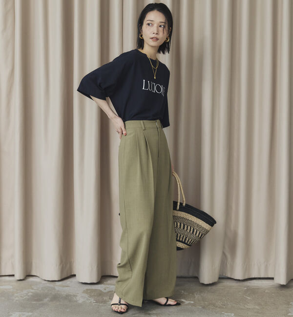 Doux archives「リネンライク２タックワイドパンツ」|チノ|