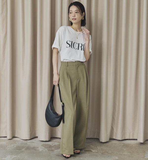 Doux archives「リネンライク２タックワイドパンツ」|チノ|