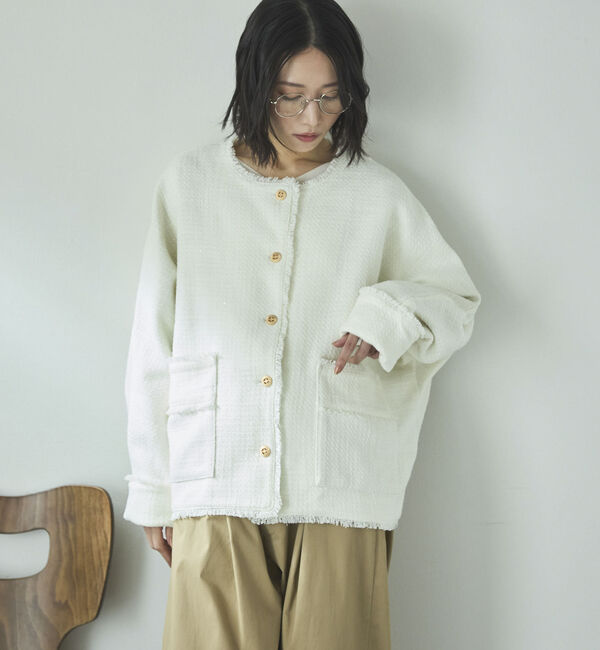 Doux archives「ドルマンツイードノーカラージャケット」|ノーカラージャケット|