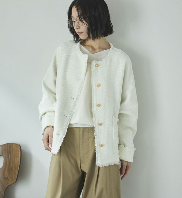 Doux archives「ドルマンツイードノーカラージャケット」|ノーカラージャケット|