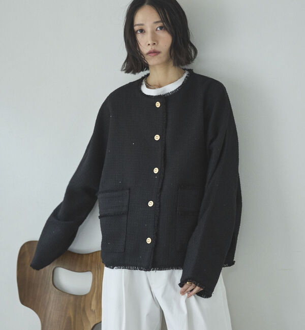 Doux archives「ドルマンツイードノーカラージャケット」|ノーカラージャケット|