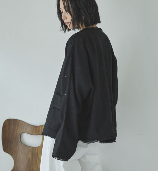 Doux archives「ドルマンツイードノーカラージャケット」|ノーカラージャケット|