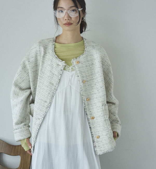 Doux archives「ドルマンツイードノーカラージャケット」|ノーカラージャケット|