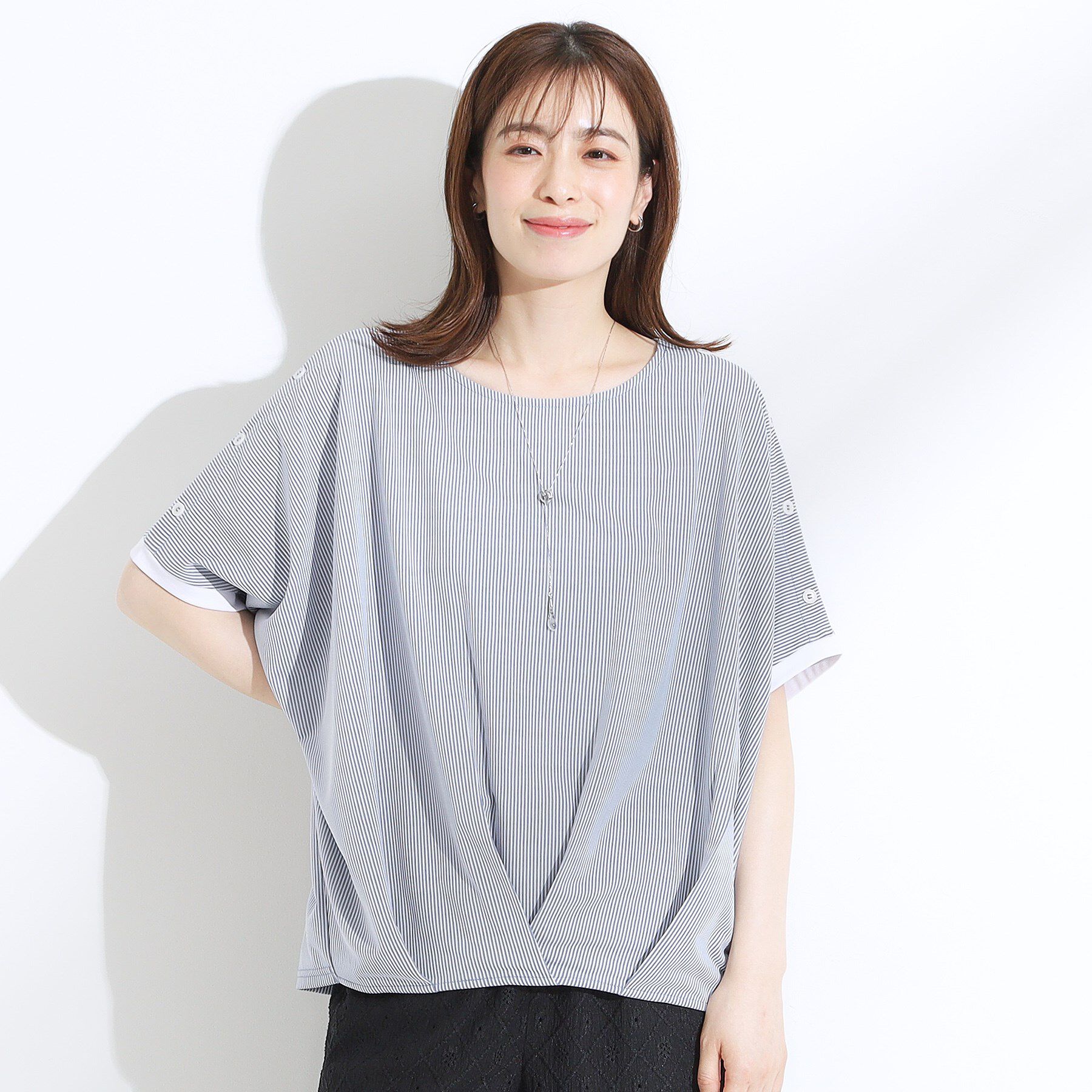 SHOO･LA･RUE「【ひんやり/UV】高気温でも快適に インせず決まるドルマントップス」|Tシャツ・カットソー|