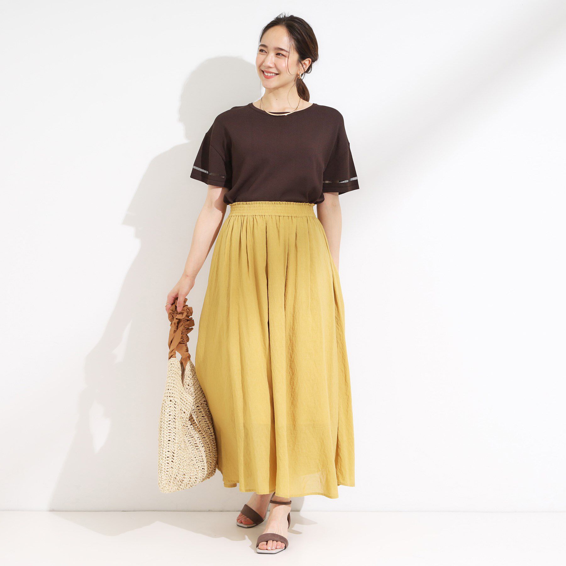 SHOO･LA･RUE「【S-LL/裏地ひんやり】エアリーで涼やか 大人のシアースカーチョ」|その他|