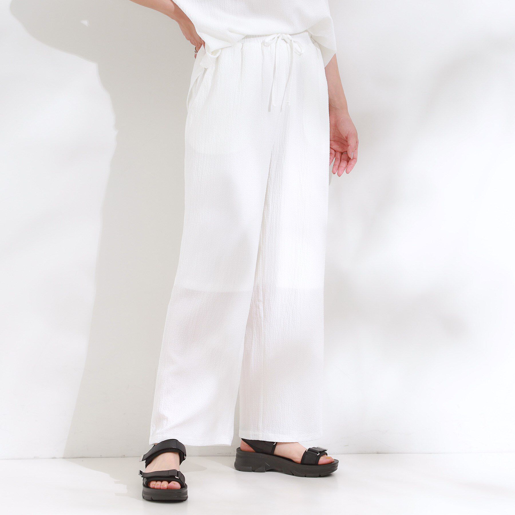 SHOO･LA･RUE「【S-LL/セットアップ可】リラックスカジュアルに ぽこぽこイージーパンツ」|その他|