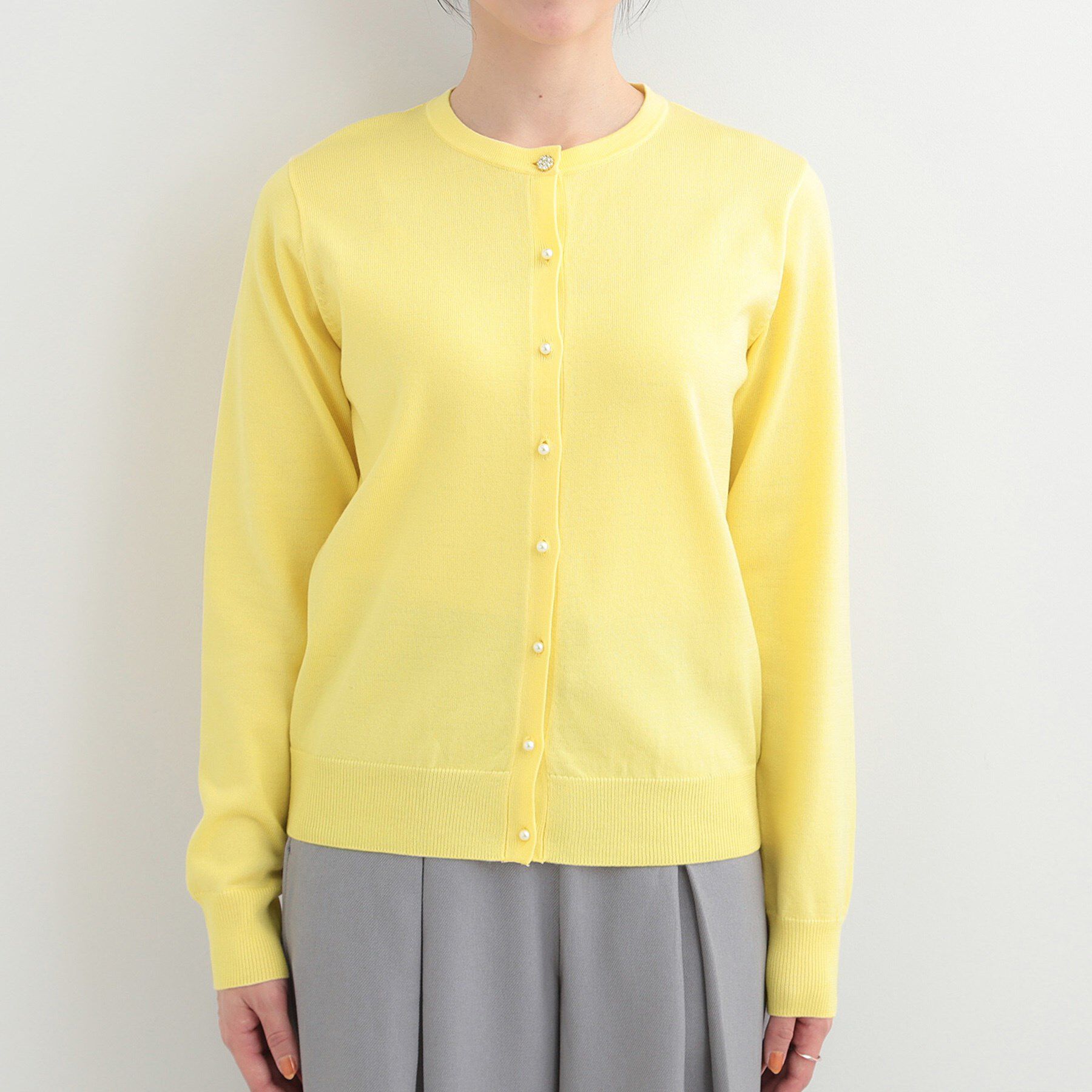 SHOO･LA･RUE「【洗濯機可/S-LL/セットアップ可】シンプルきれい見え クルーネックカーディガン」|カーディガン|