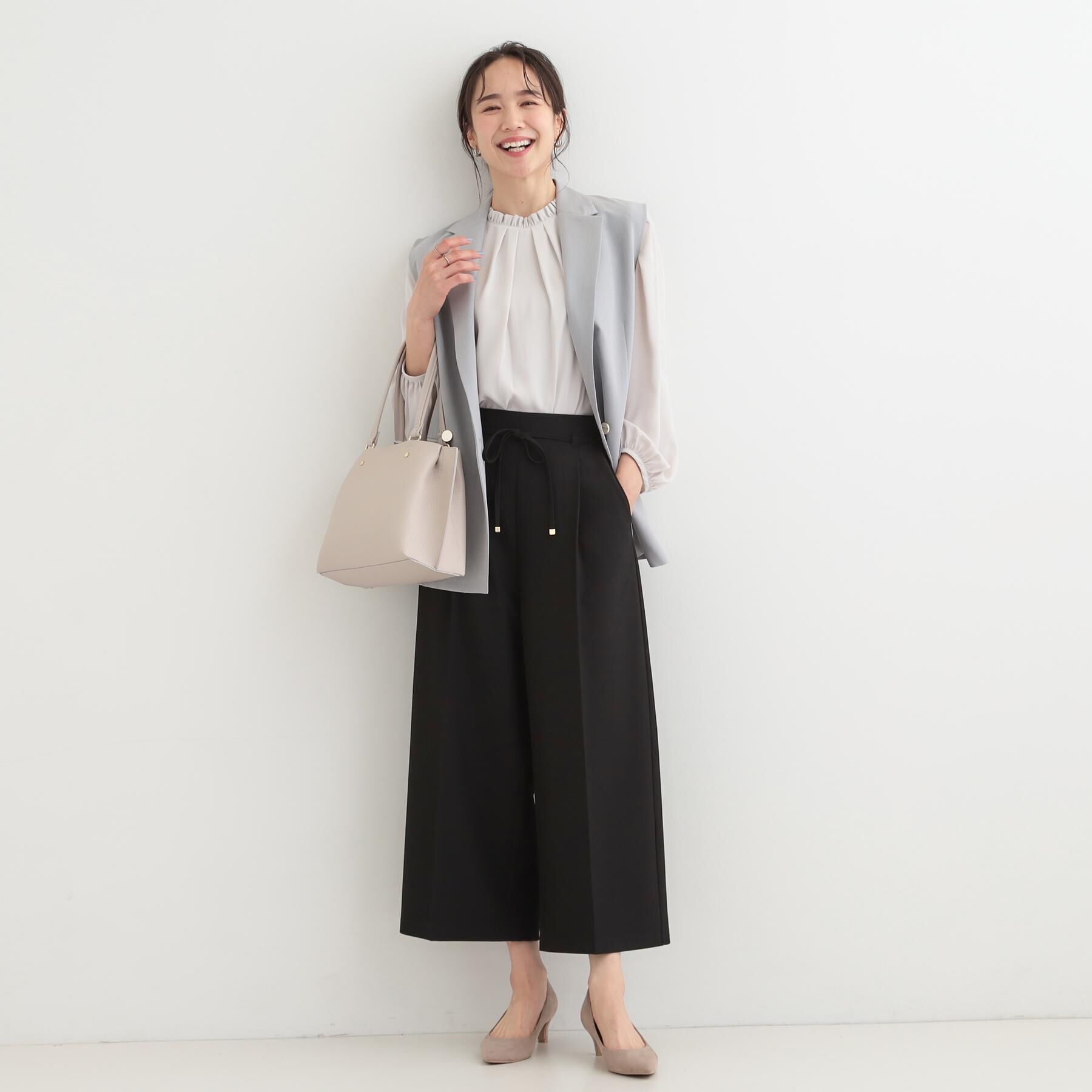 SHOO･LA･RUE「【着丈選べる/S-LL】センタープレスできちんと見え イージーワイドパンツ」|その他|