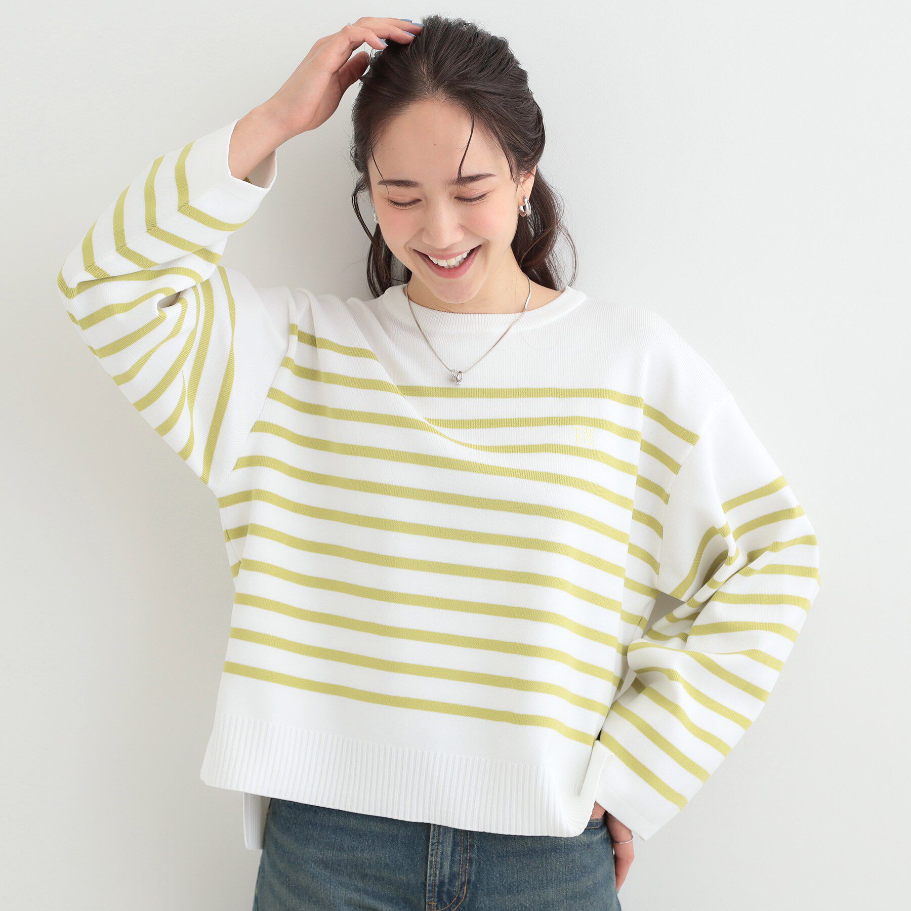 SHOO･LA･RUE「まるでTシャツ 大人カジュアルコーデに最適なボーダーニット」|ニット・セーター|