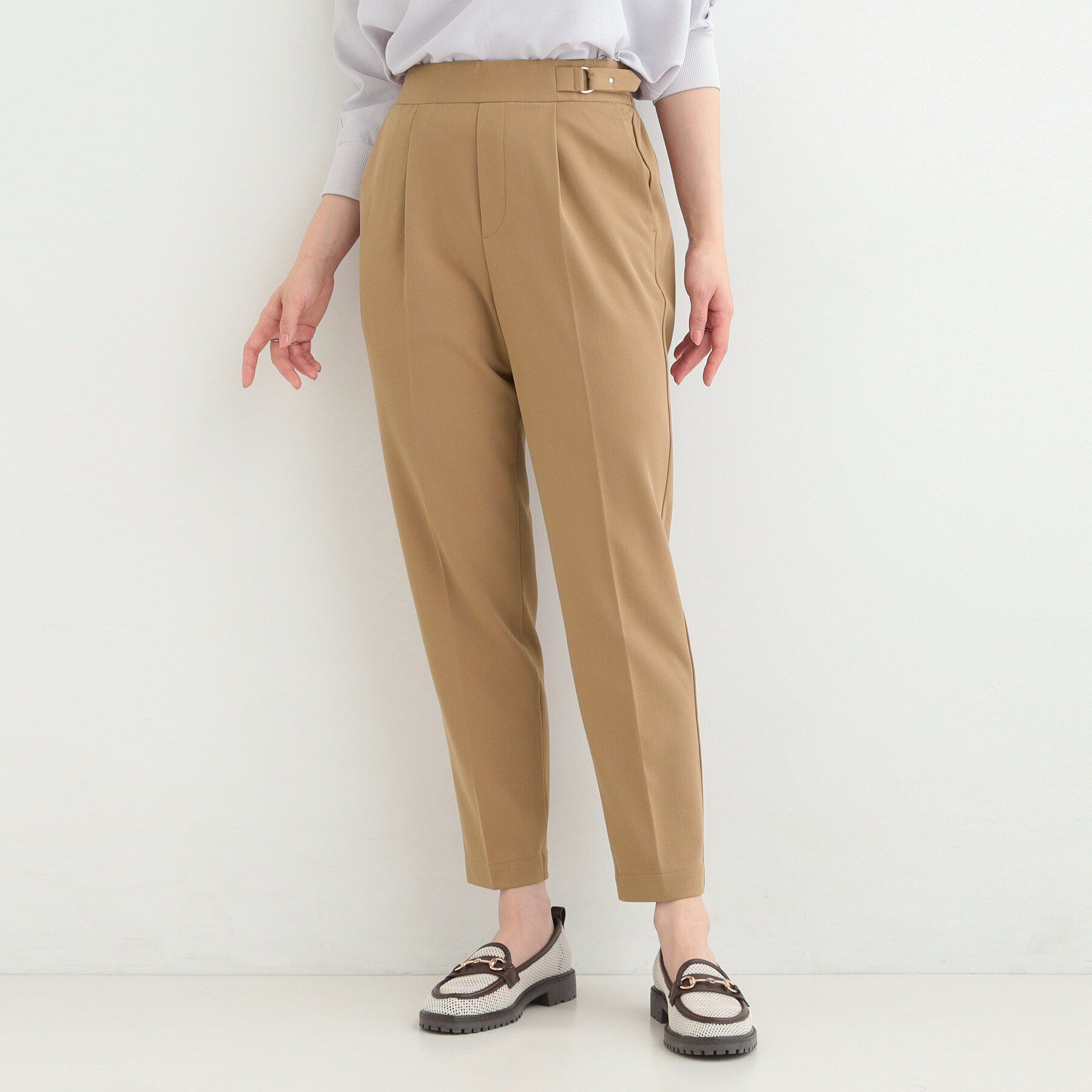 SHOO･LA･RUE「【洗濯機可/S-LL】ベルト風デザインがアクセント きれい見えテーパードパンツ」|その他|