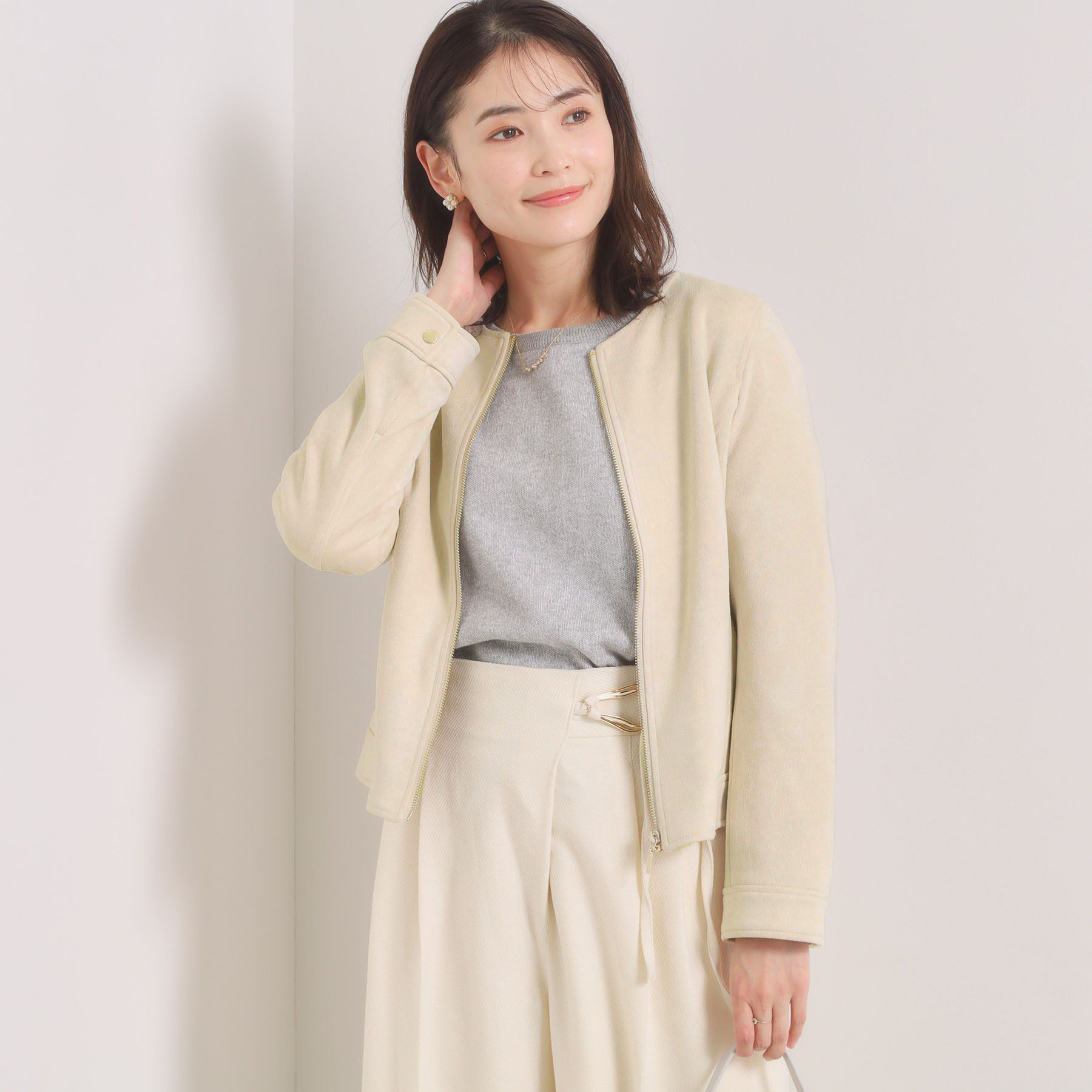 ITS&rsquo;DEMO「カットスエードジャケット」|ノーカラージャケット|