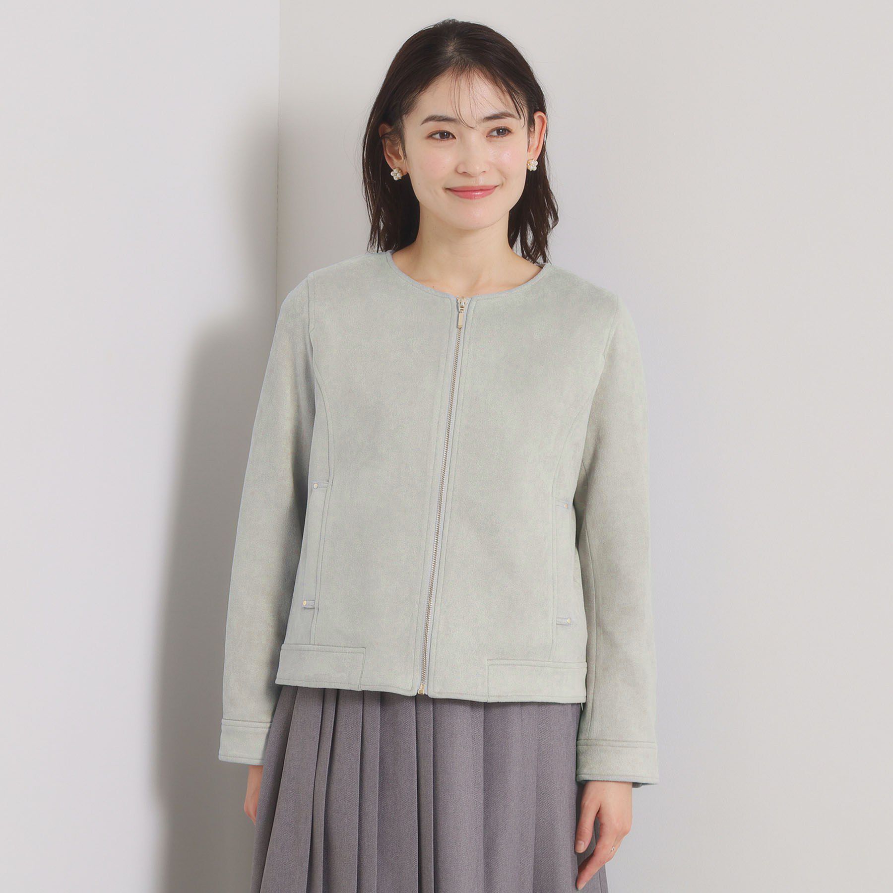 ITS&rsquo;DEMO「カットスエードジャケット」|ノーカラージャケット|