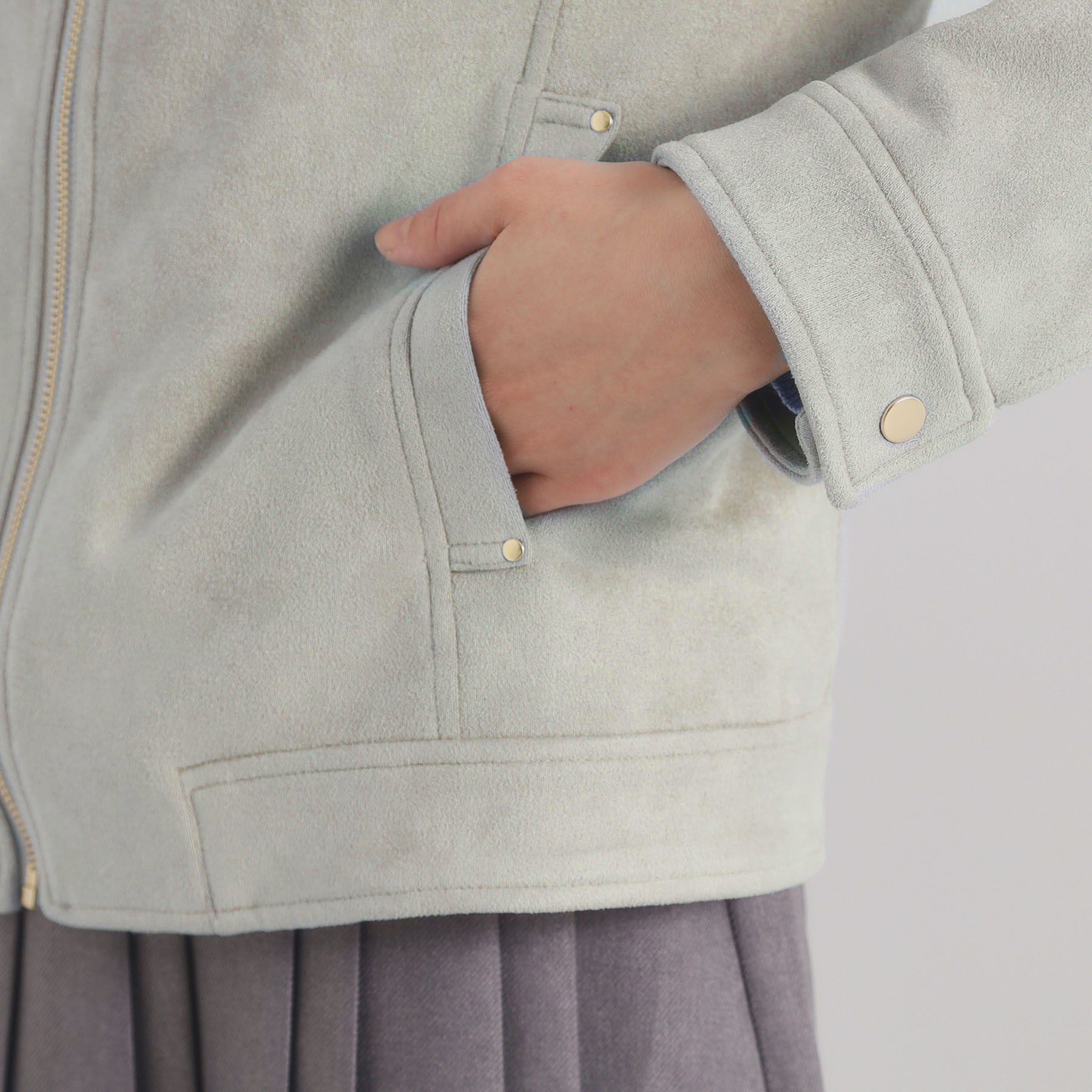 ITS&rsquo;DEMO「カットスエードジャケット」|ノーカラージャケット|