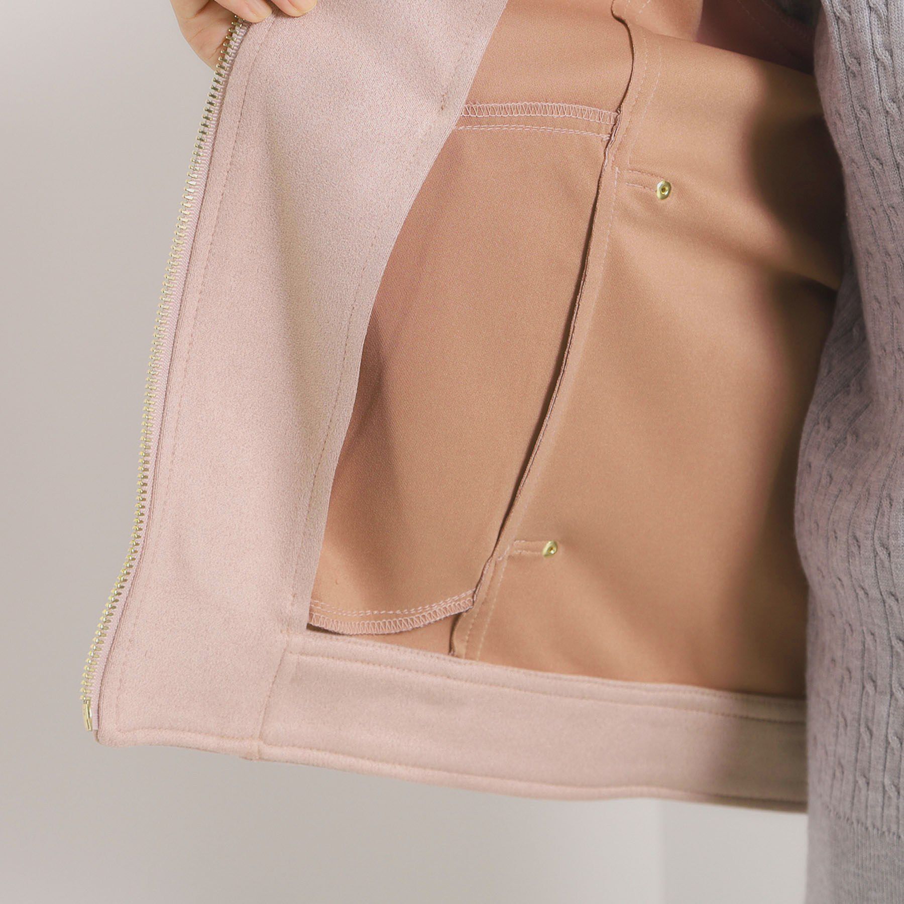 ITS&rsquo;DEMO「カットスエードジャケット」|ノーカラージャケット|