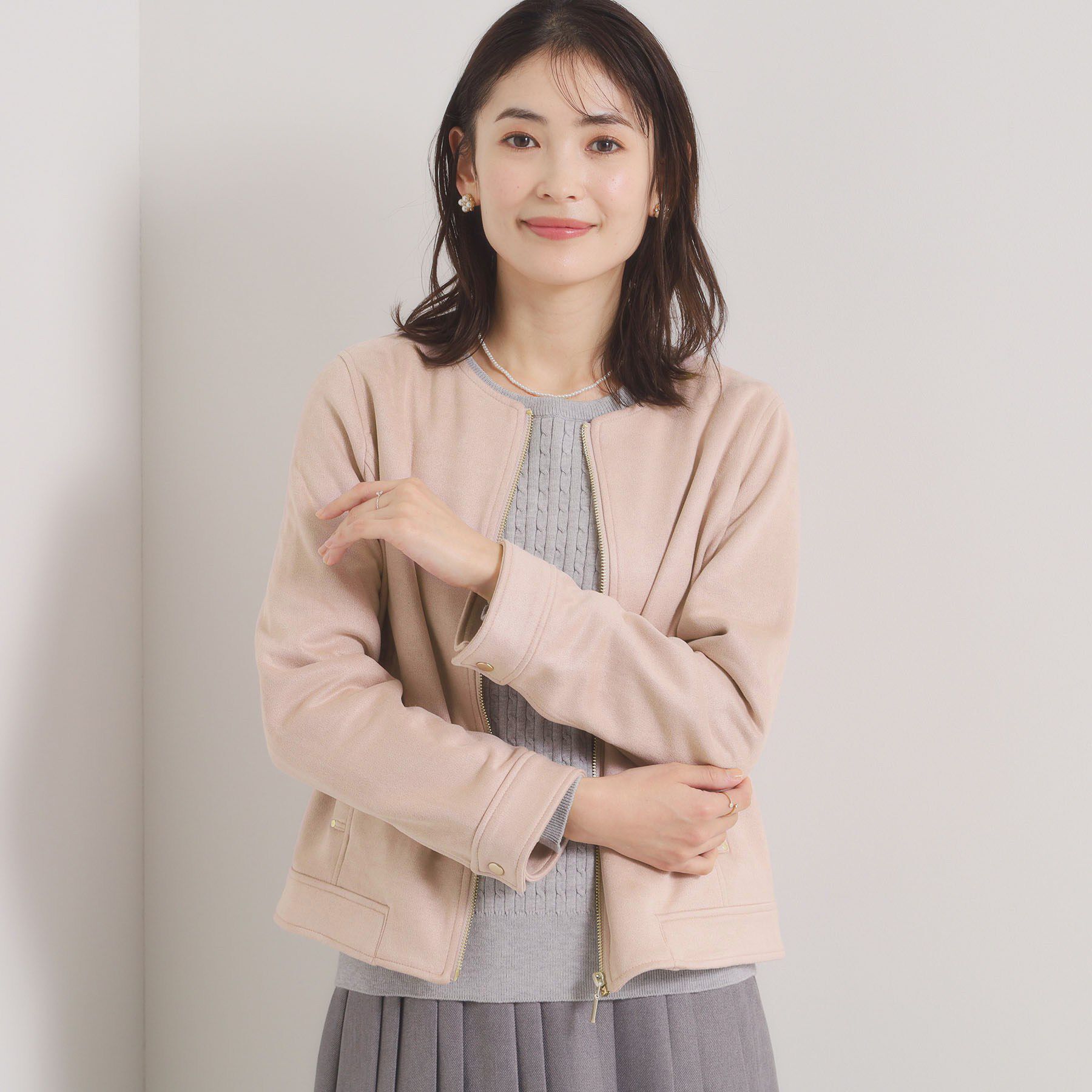 ITS&rsquo;DEMO「カットスエードジャケット」|ノーカラージャケット|