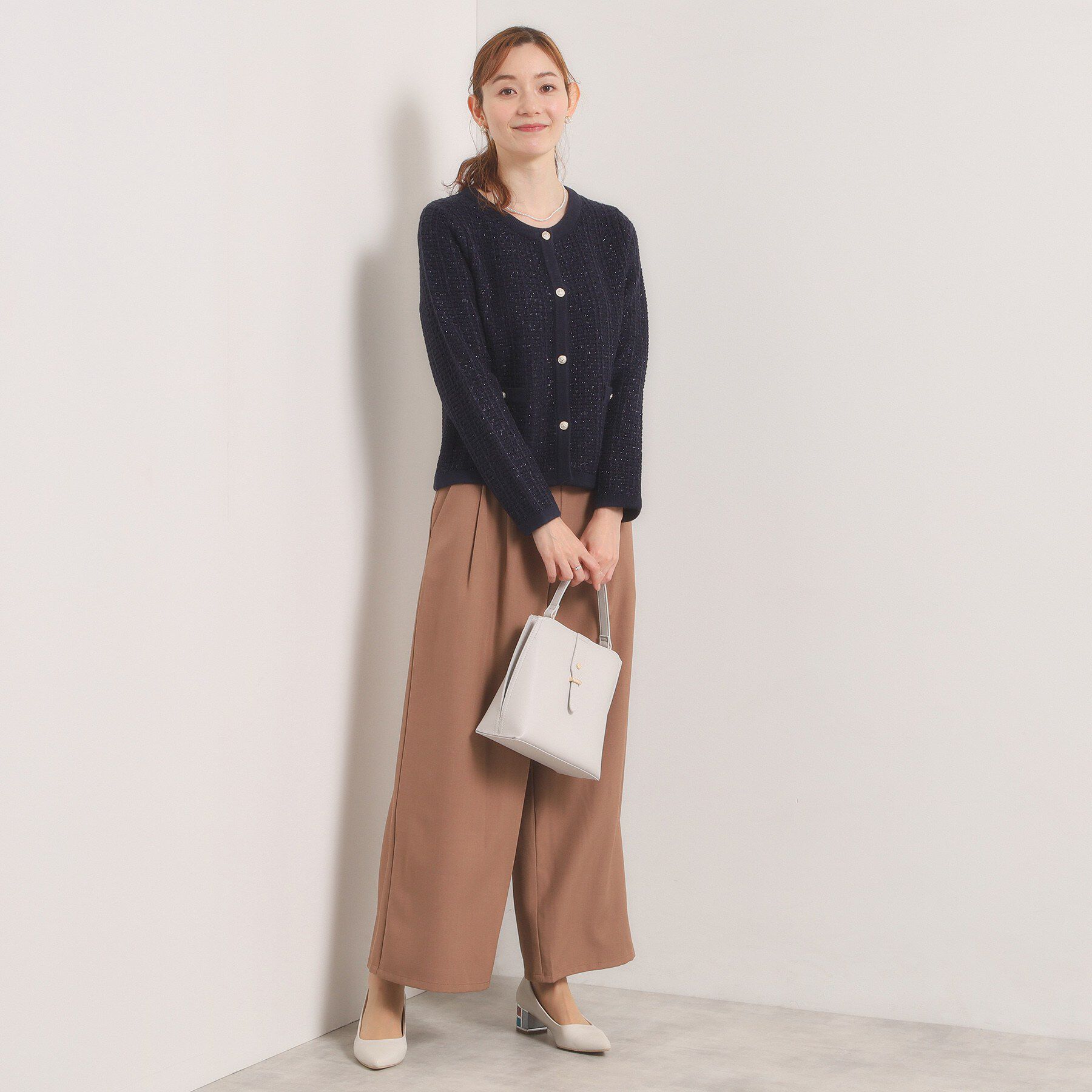 ITS&rsquo;DEMO「【入卒/手洗い可】ラメツイードニットジャケット」|ノーカラージャケット|