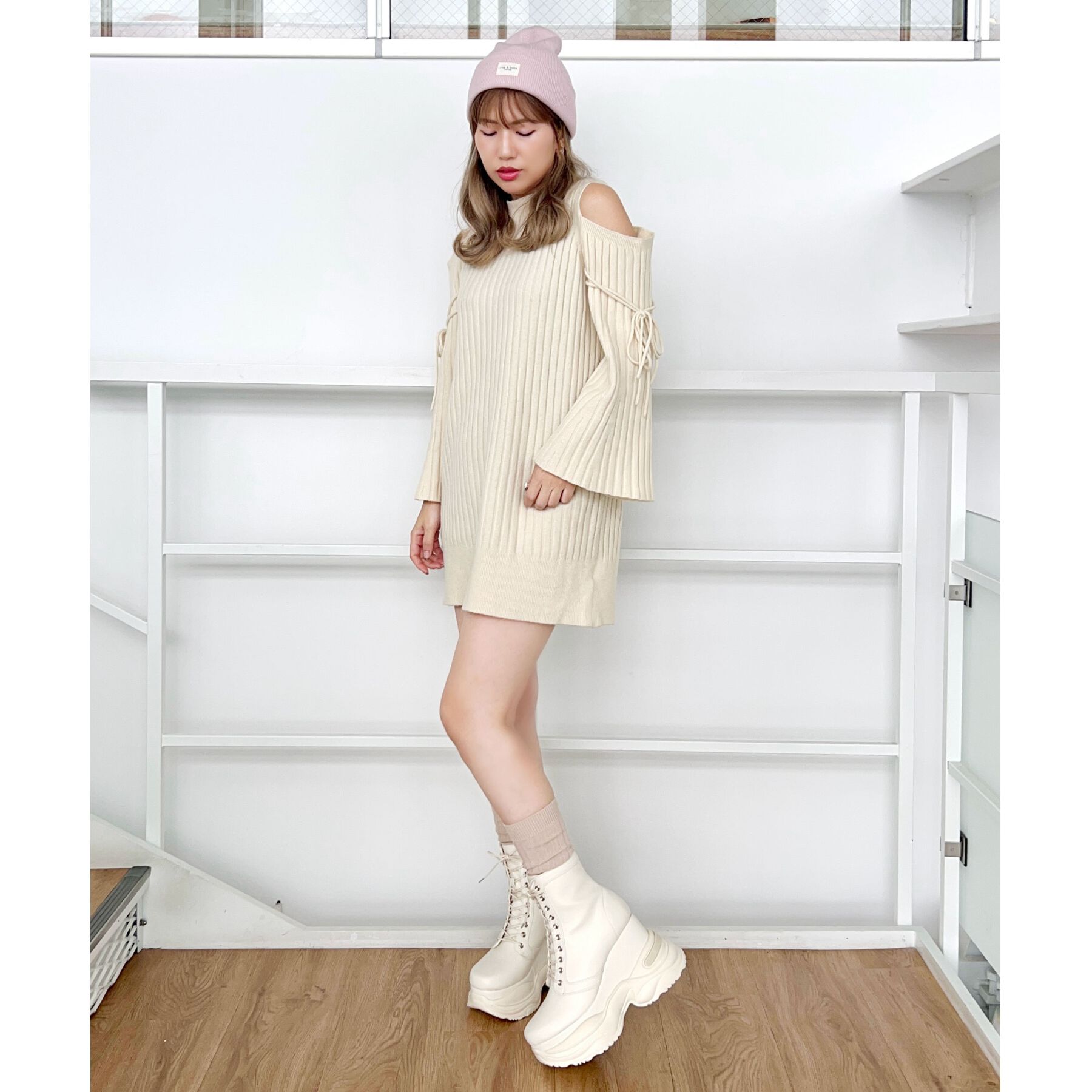 ESPERANZA「厚底スニーカーショートブーツ【レースアップ・足首にフィットして細見え】歩きやすいブーツスニーカー」|ショートブーツ|