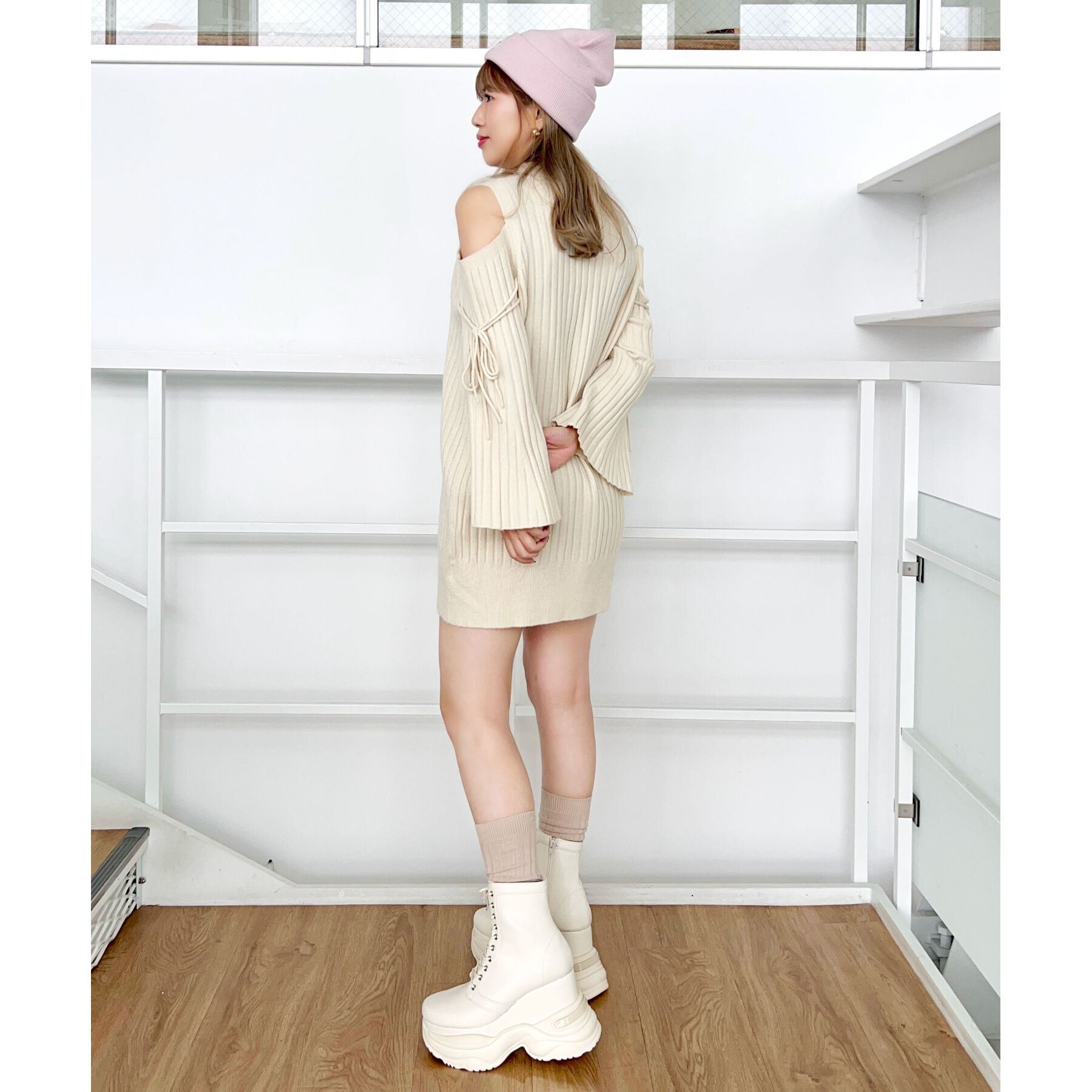 ESPERANZA「厚底スニーカーショートブーツ【レースアップ・足首にフィットして細見え】歩きやすいブーツスニーカー」|ショートブーツ|