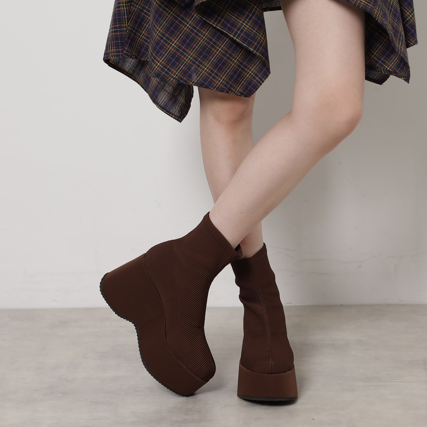 ESPERANZA「厚底ニットショートブーツ」|ショートブーツ|