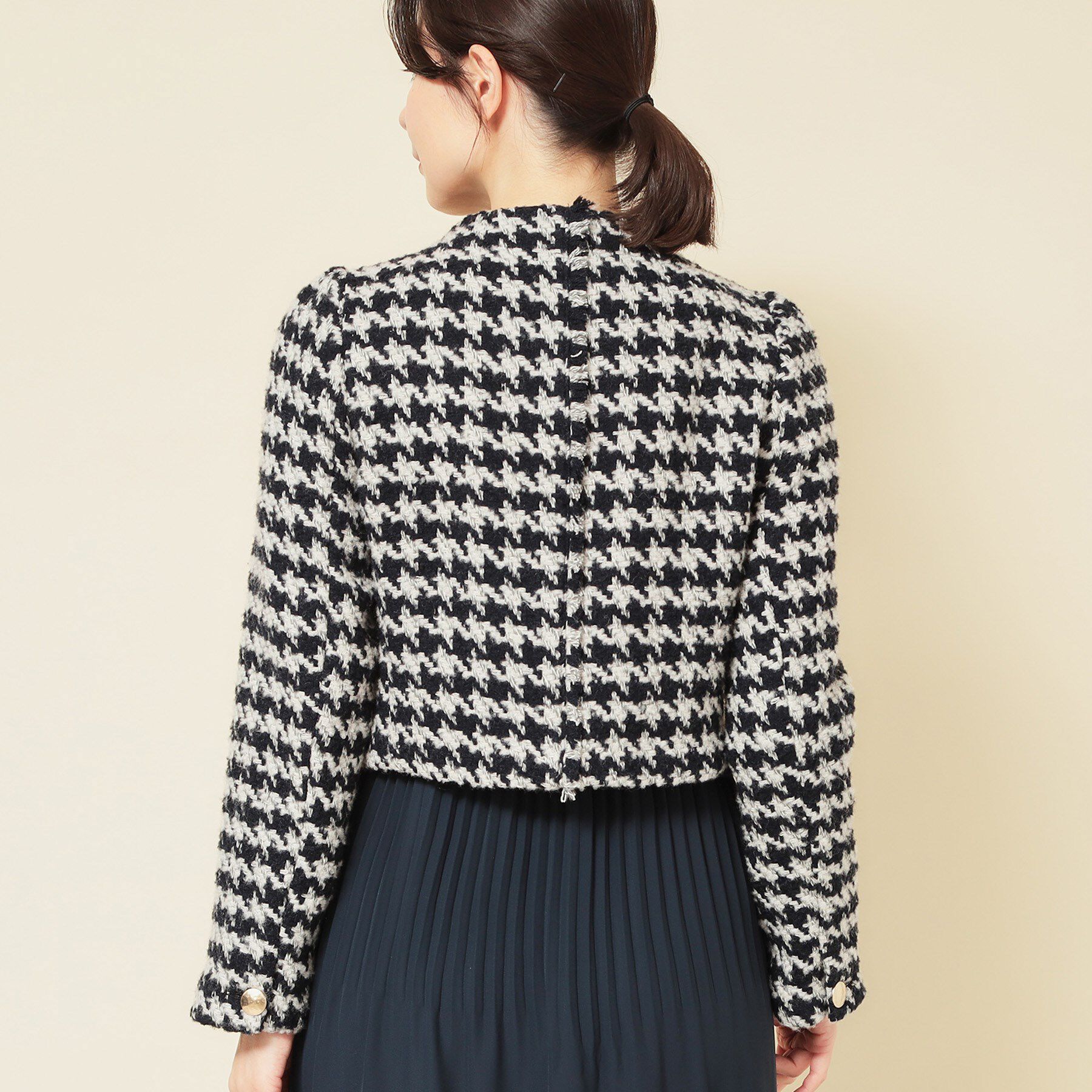 SunaUna「【COLLECTION LINE】ツイードラッフルジャケット」|ノーカラージャケット|