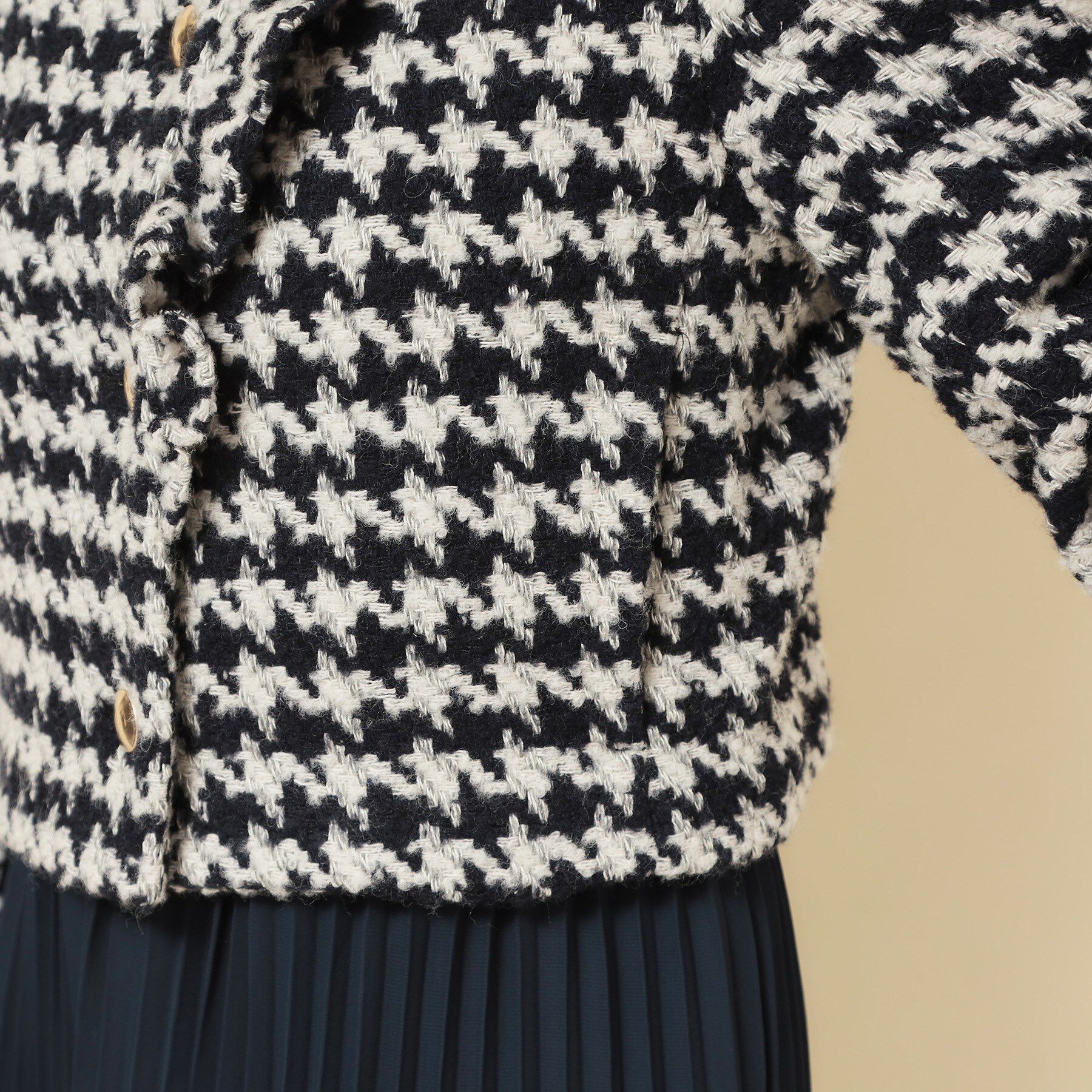 SunaUna「【COLLECTION LINE】ツイードラッフルジャケット」|ノーカラージャケット|