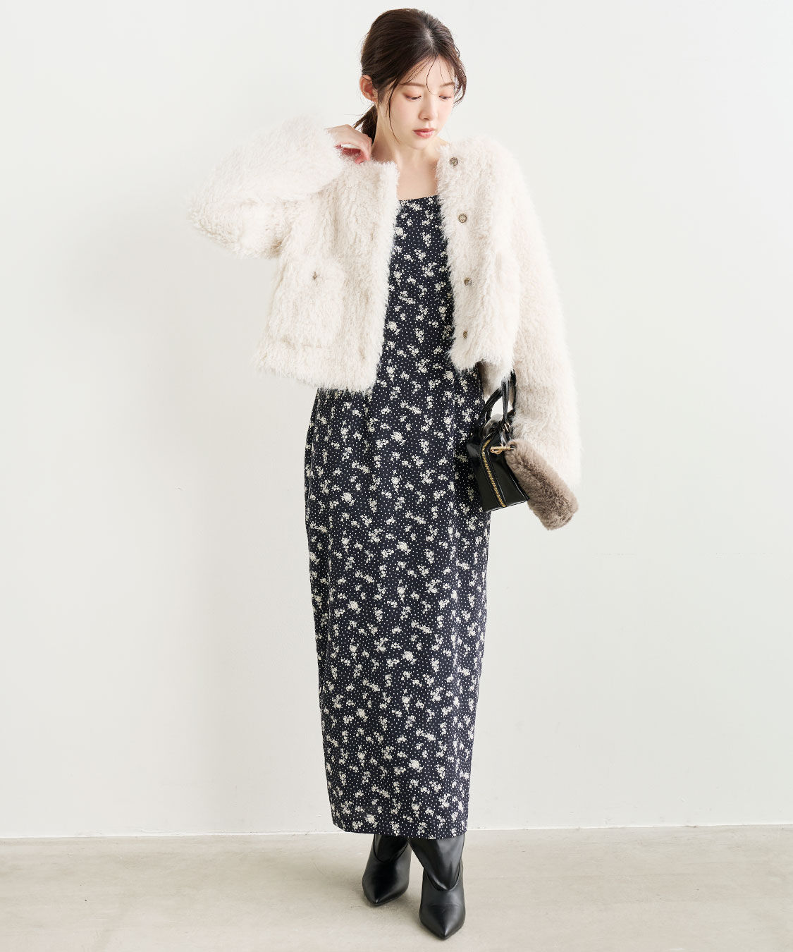 COCO DEAL「カーリーファージャケット」|ノーカラージャケット|