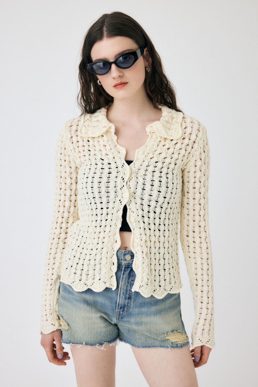 MOUSSY「OPENWORK ニットシャツ」|ニット・セーター|