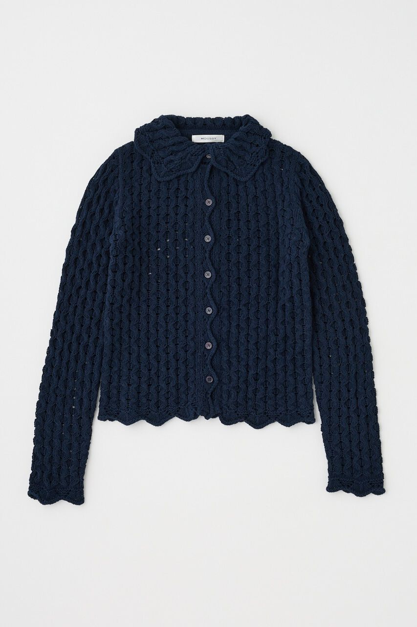MOUSSY「OPENWORK ニットシャツ」|ニット・セーター|NVY