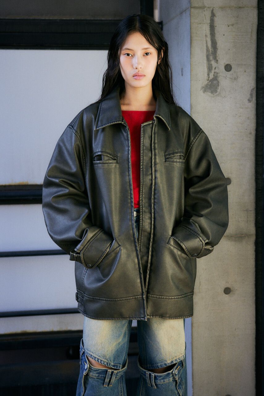 SLY「VINTAGE BOXY F／LEATHER ジャケット」|その他|