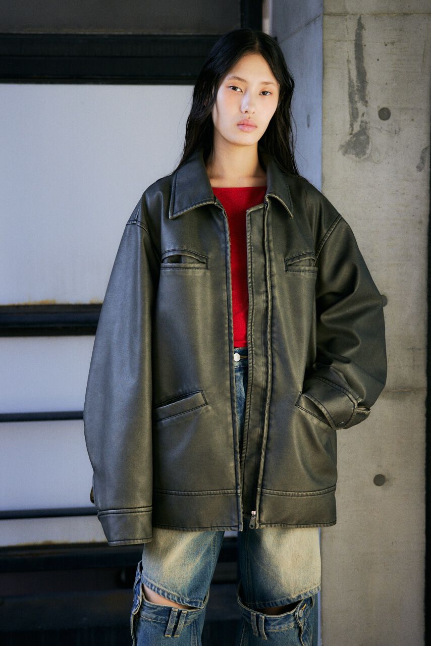 SLY「VINTAGE BOXY F／LEATHER ジャケット」|その他|