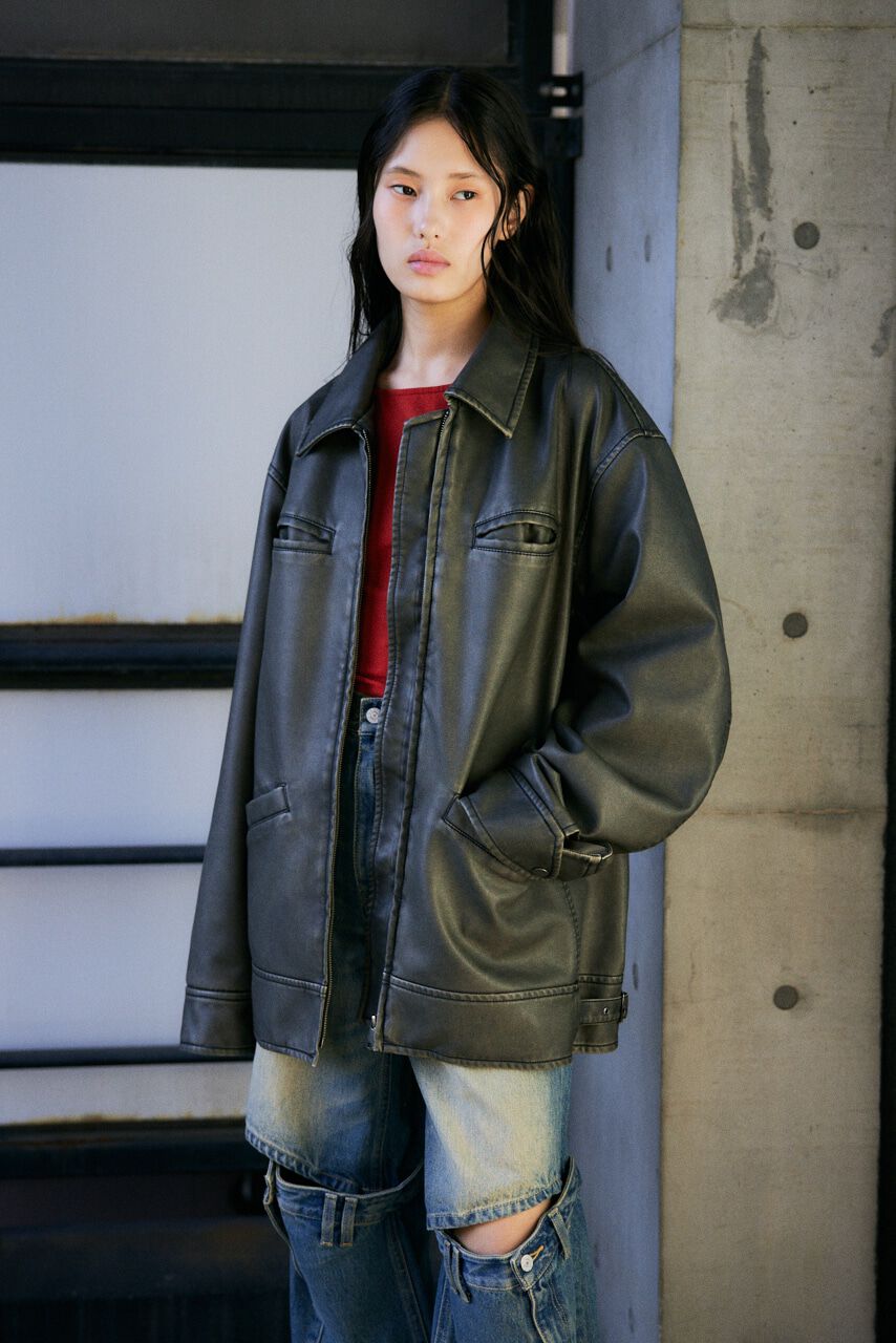 SLY「VINTAGE BOXY F／LEATHER ジャケット」|その他|