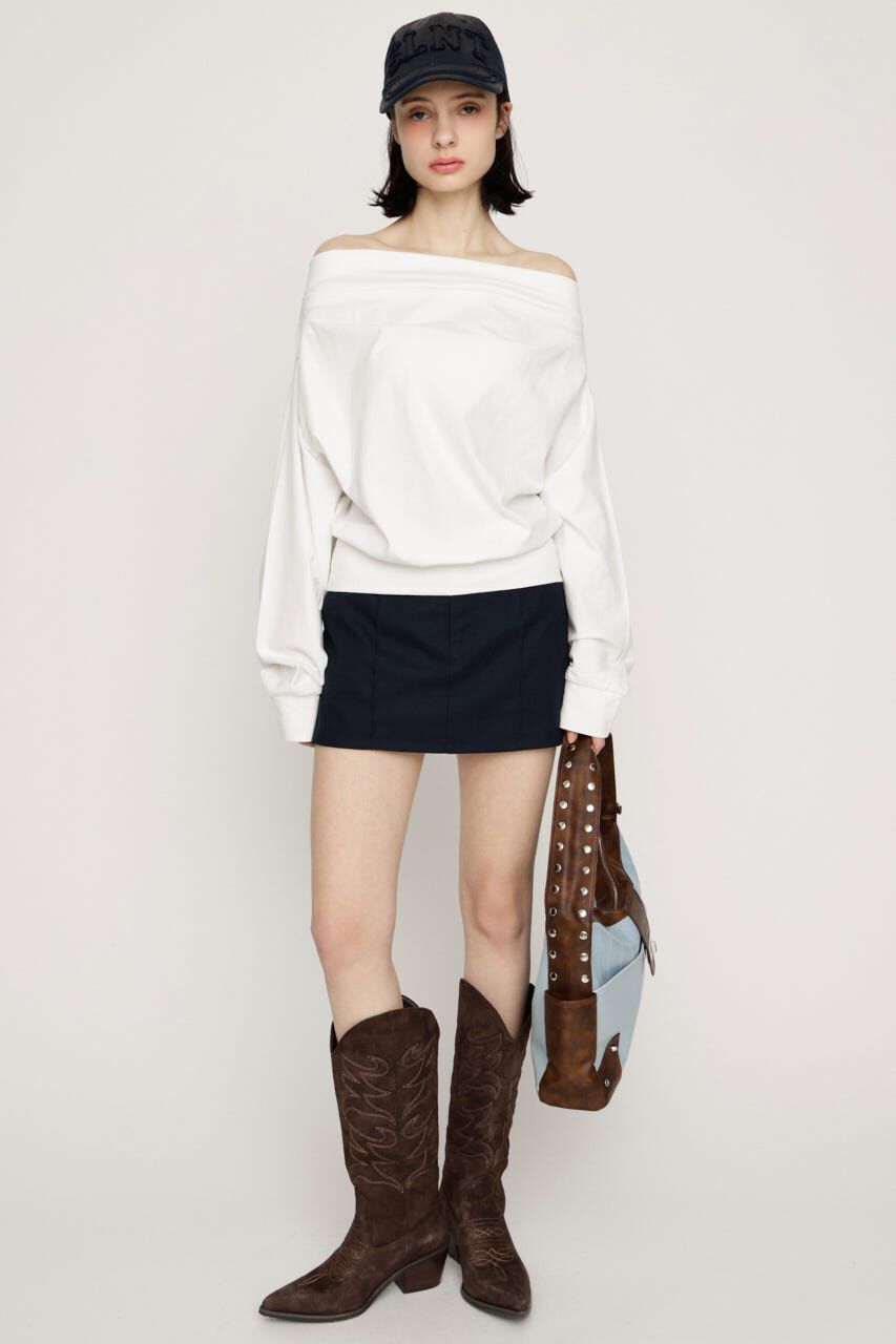 SLY「TUCKED OFFSHOULDER トップス」|パーカー|