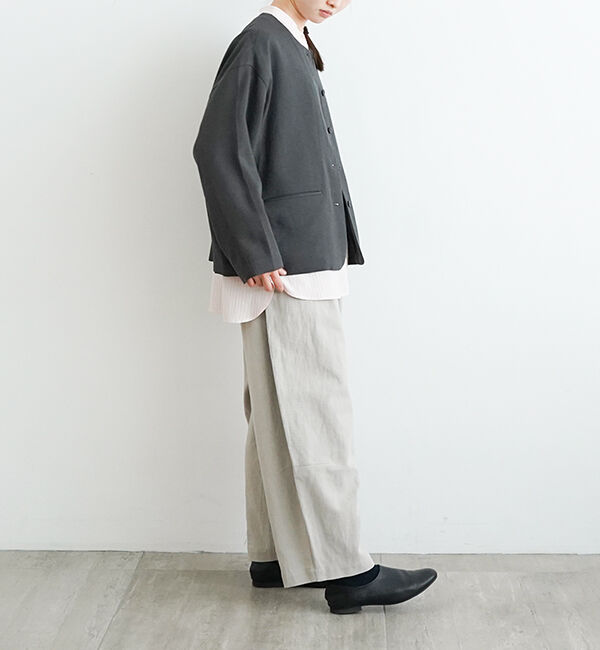 オローネ「シャルロットジャケット」|ノーカラージャケット|