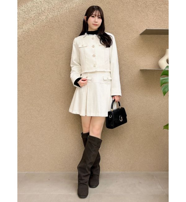 dazzlin「2WAYシングルツイードジャケット」|ノーカラージャケット|