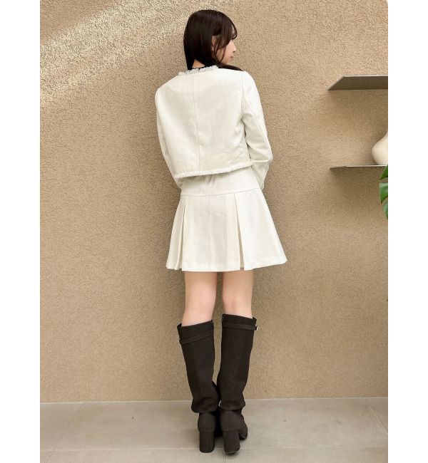 dazzlin「2WAYシングルツイードジャケット」|ノーカラージャケット|