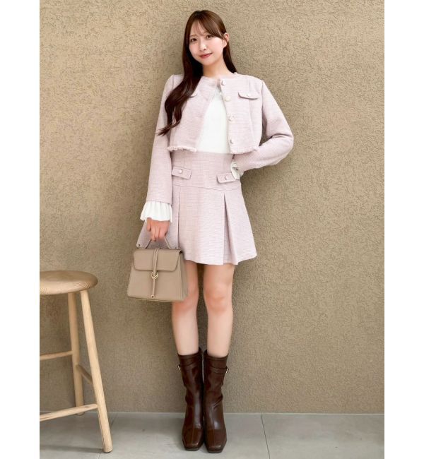 dazzlin「2WAYシングルツイードジャケット」|ノーカラージャケット|