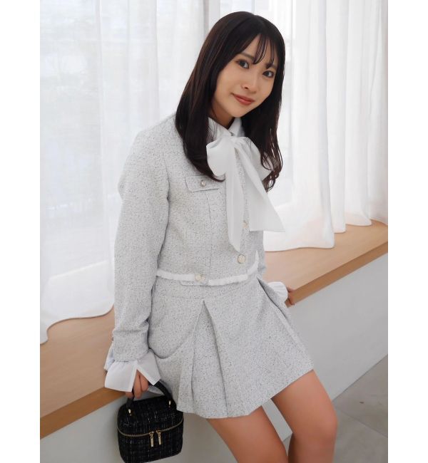 dazzlin「2WAYシングルツイードジャケット」|ノーカラージャケット|