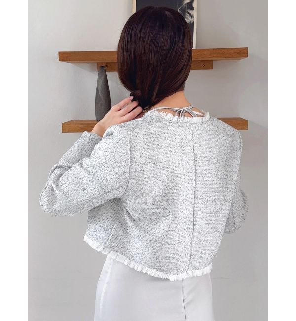 dazzlin「2WAYシングルツイードジャケット」|ノーカラージャケット|